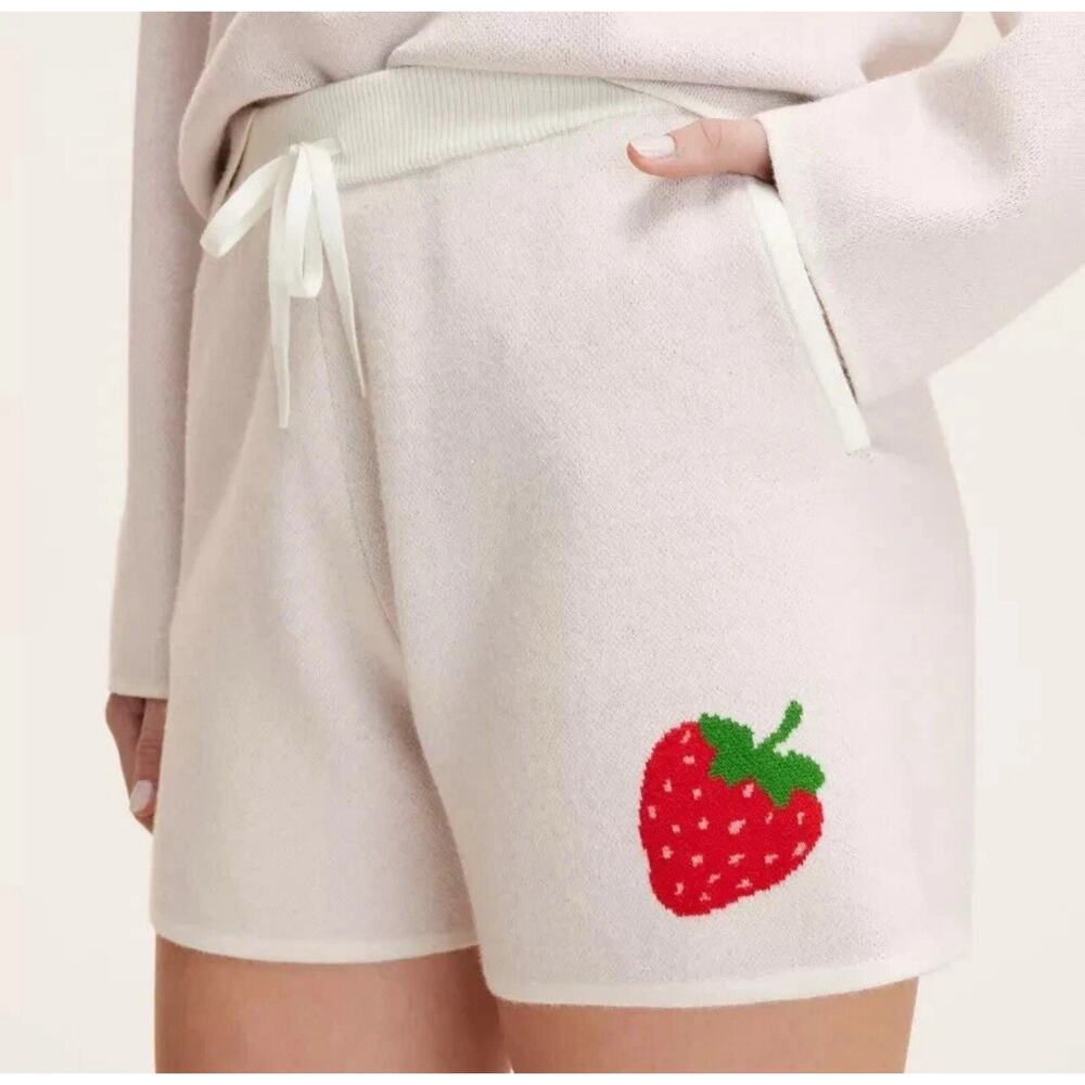 SZ XXL Women's Embroidered Strawberry Sweater Shorts - kate spade x Target Cream